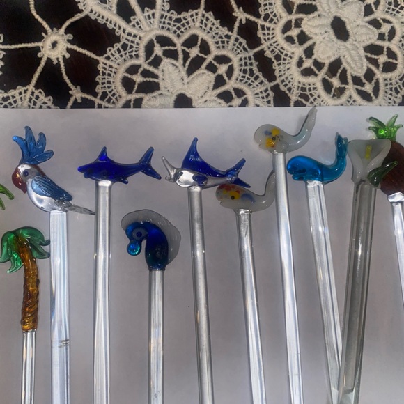 Hand Blown Glass Cocktail Stir Sticks - Picture 3 of 5
